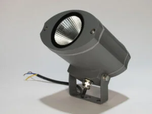 a projector light loop standing up on a white support