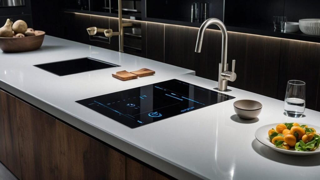 Modern Kitchen Sink with modern LED lighting.